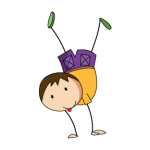 il disegno di un bambino mentre fa le acrobazie