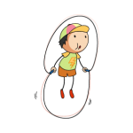 il disegno di un bambino mentre salta la corda